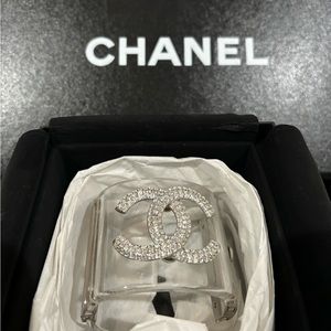 Chanel clear resin hinged cuff bracelet